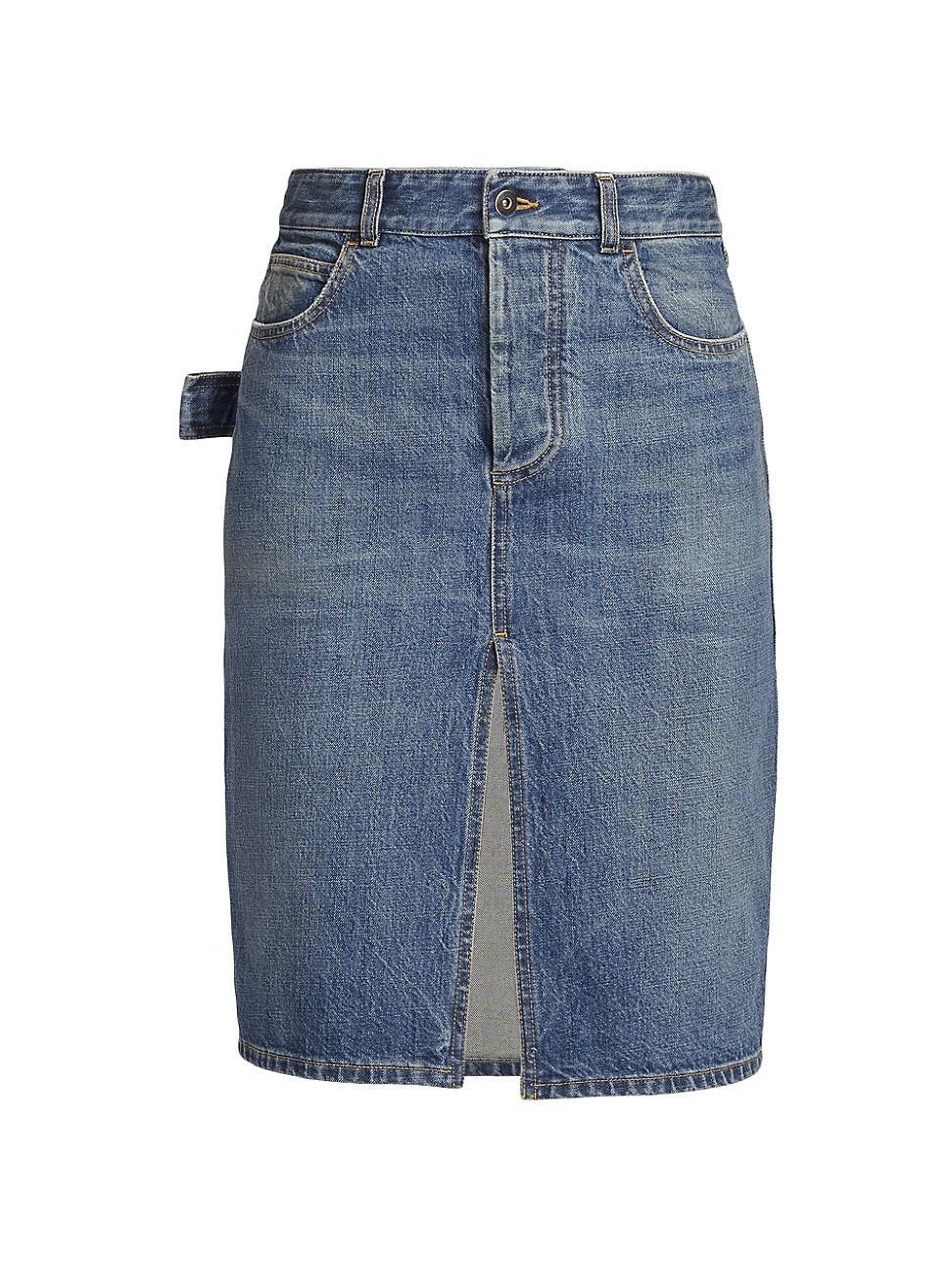 Womens Denim Slit Pencil Skirt Product Image