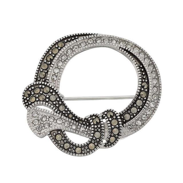 Tori Hill Marcasite & Crystal Double Knot Brooch, Womens, Silvertone Product Image