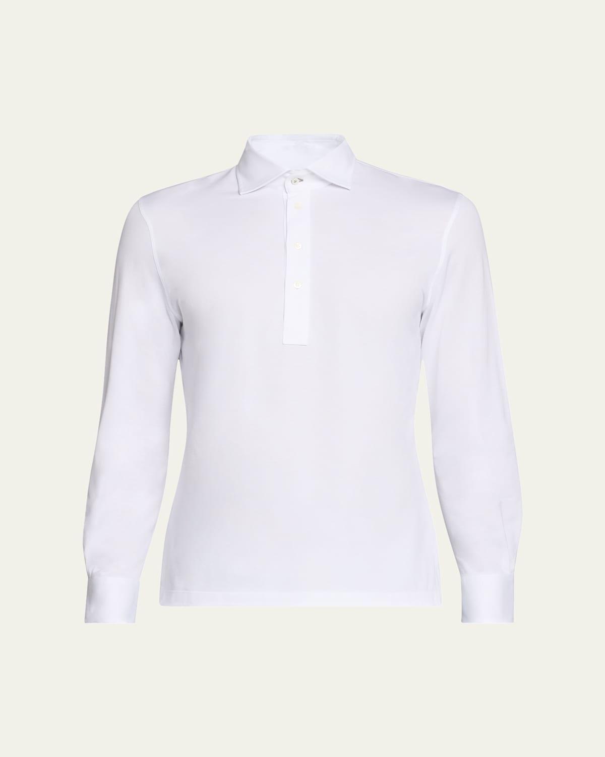 Mens Long-Sleeve Pique Polo Shirt Product Image