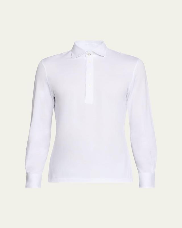 Mens Long-Sleeve Pique Polo Shirt Product Image