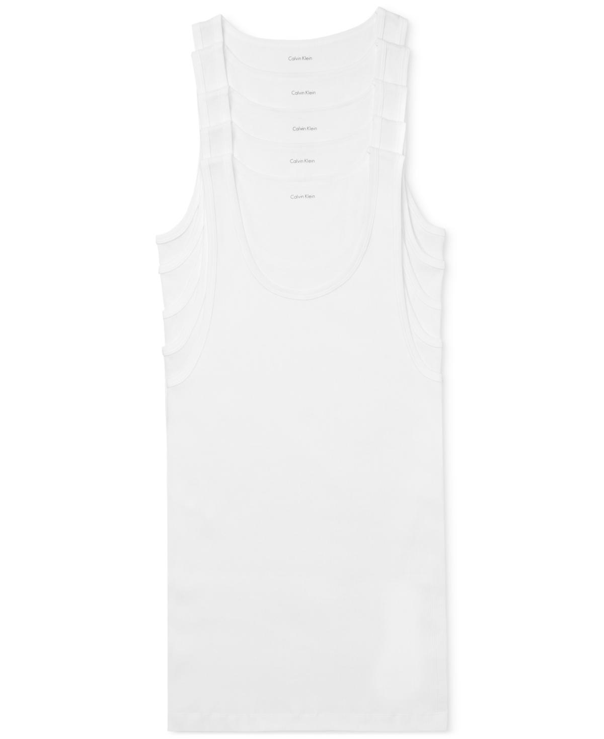 Calvin Klein Mens 5-Pk. Cotton Classics Tank Top Undershirts Product Image