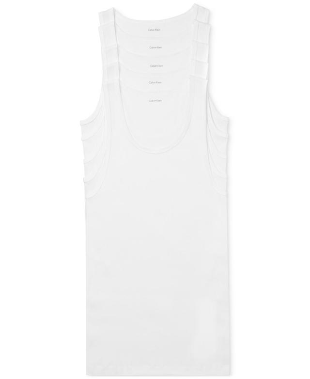 Calvin Klein Mens 5-Pk. Cotton Classics Tank Top Undershirts Product Image