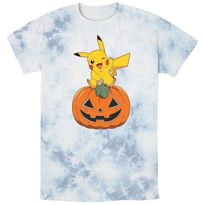 Mens Pokmon Pikachu Sitting On Pumpkin Bombard Wash Tee Product Image