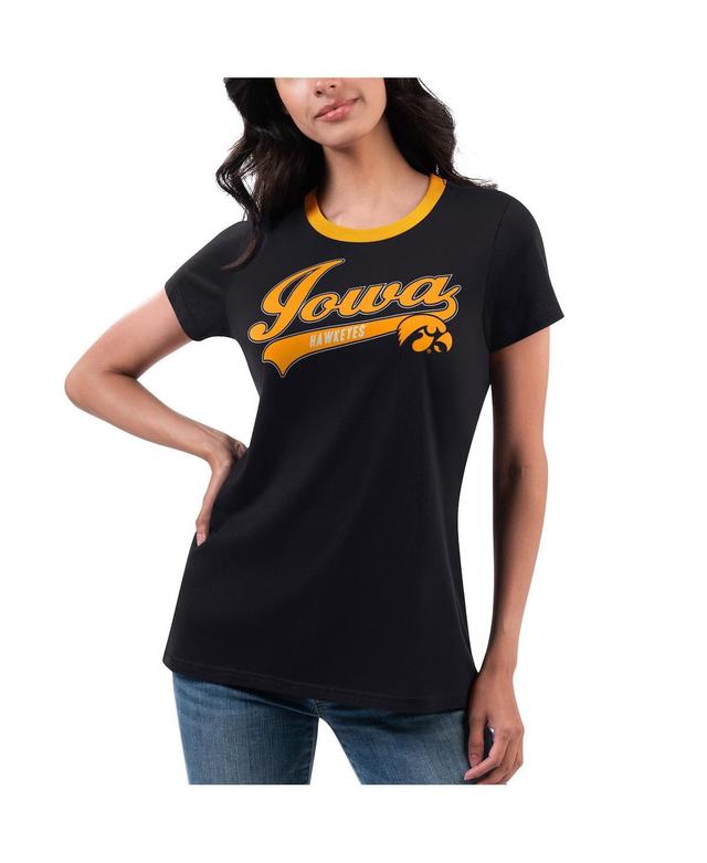 Womens G-iii 4Her by Carl Banks Black Iowa Hawkeyes Recruit Ringer T-shirt Product Image