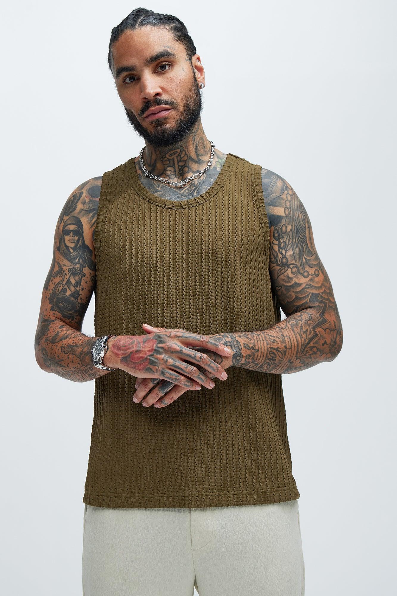 Rope Textured Tank - Olive Product Image