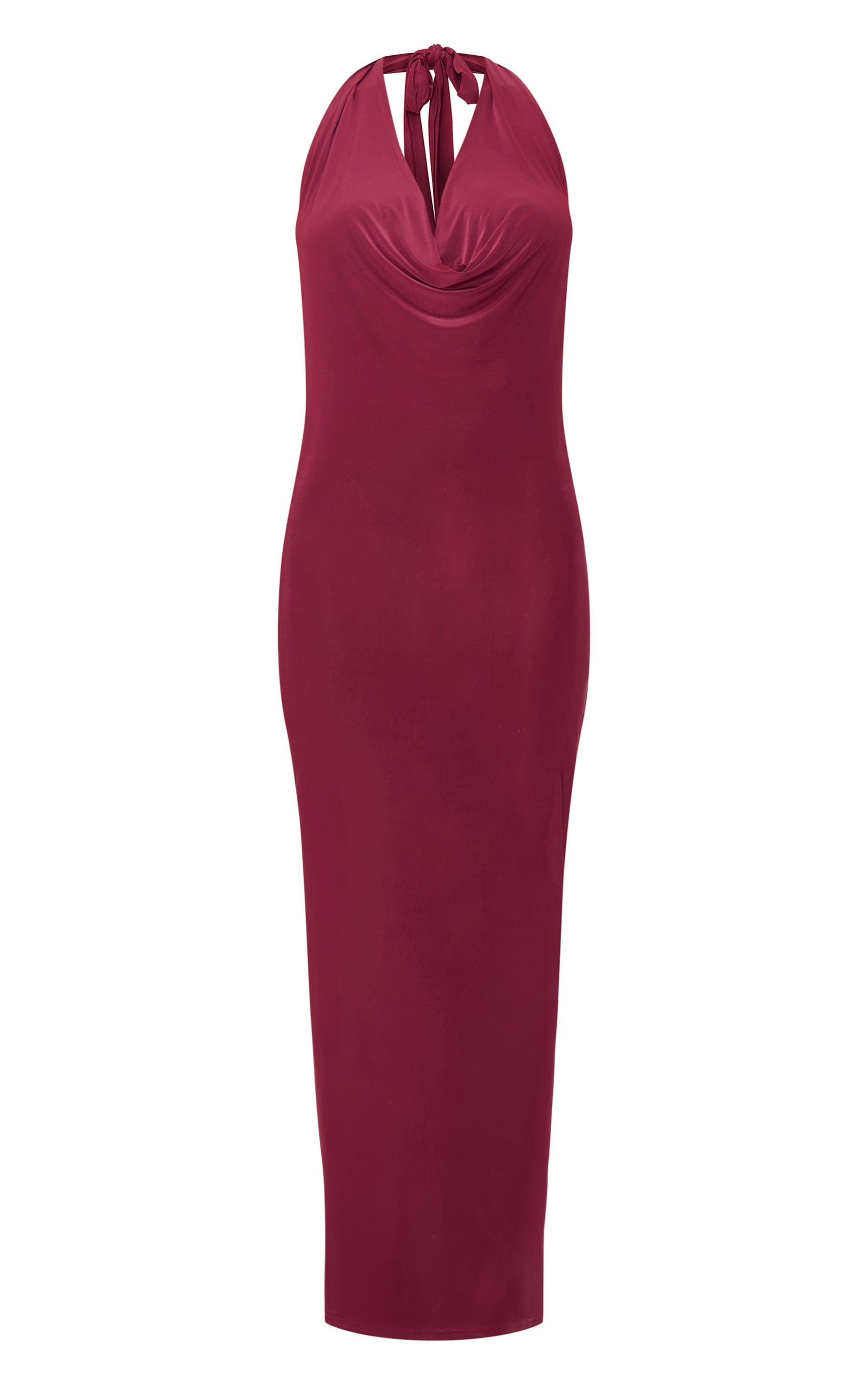 Plum Slinky Cowl Neck Maxi Dress Product Image