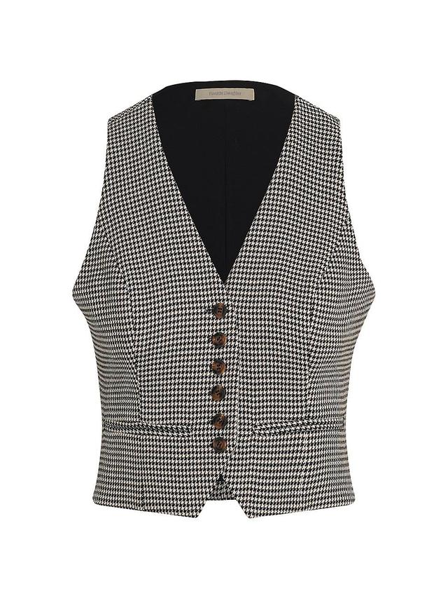 Womens Houndstooth Button-Front Vest Product Image