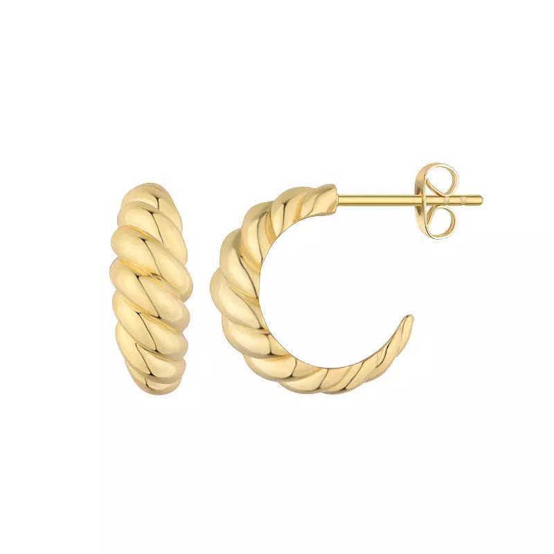 Taylor Grace 14k Gold Plated Tapered Shrimp Post Hoop Earrings, Womens, Gold Tone Product Image