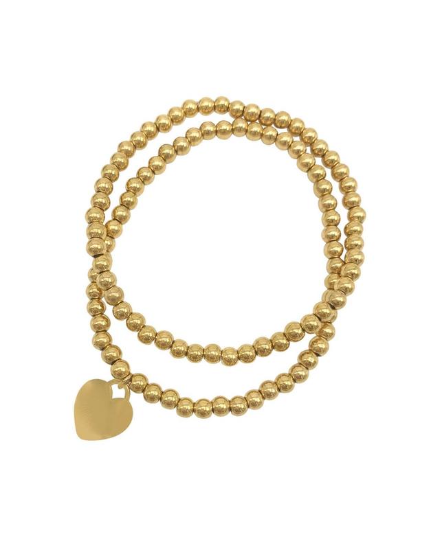 Adornia 14k Gold Plated Ball Bracelet Duo Set, Womens, Gold Tone Product Image