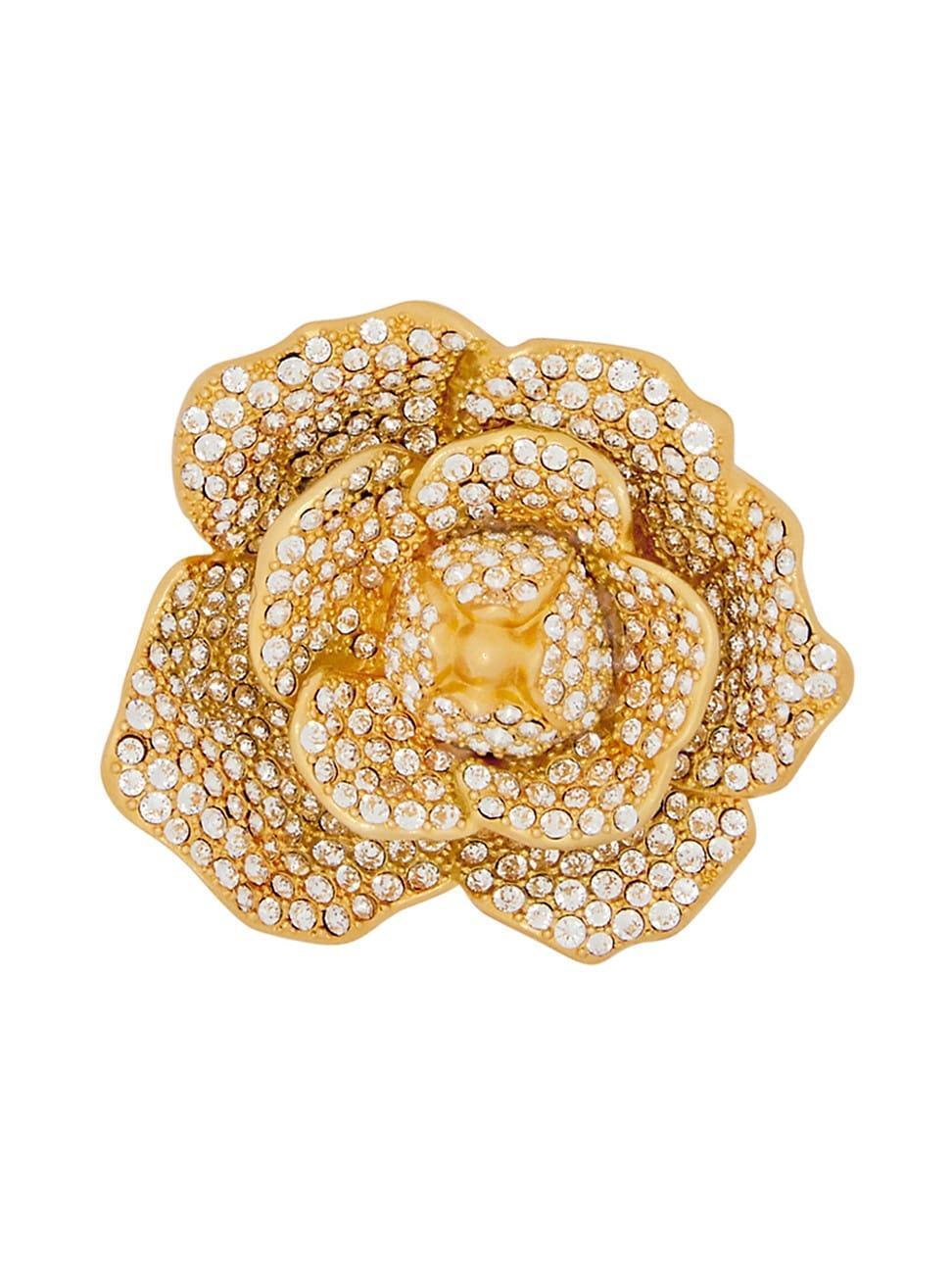 Womens Goldtone & Glass Crystal Gardenia Brooch Product Image