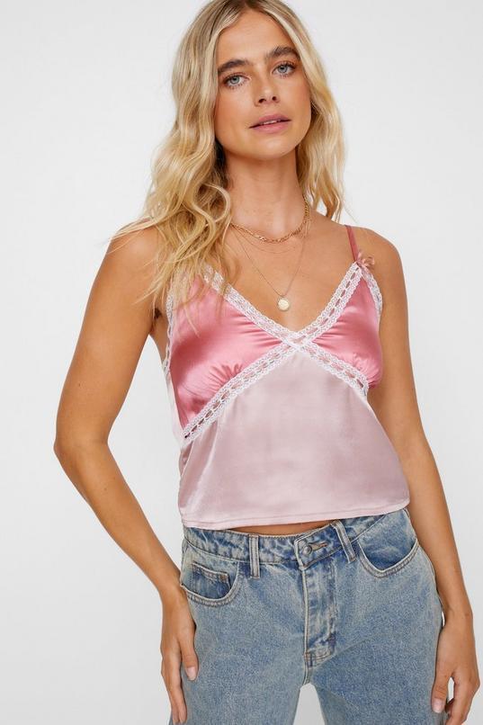 Ribbon Trim Satin Cami Top Product Image