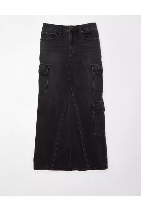 AE Low-Rise Denim Cargo Maxi Skirt Women's Product Image