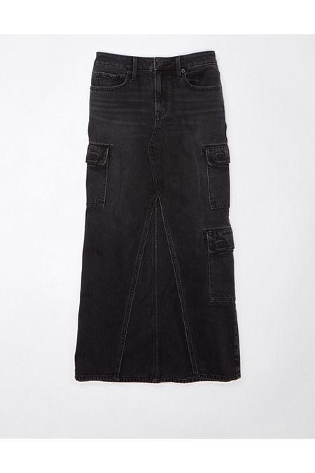 AE Low-Rise Denim Cargo Maxi Skirt Women's Product Image