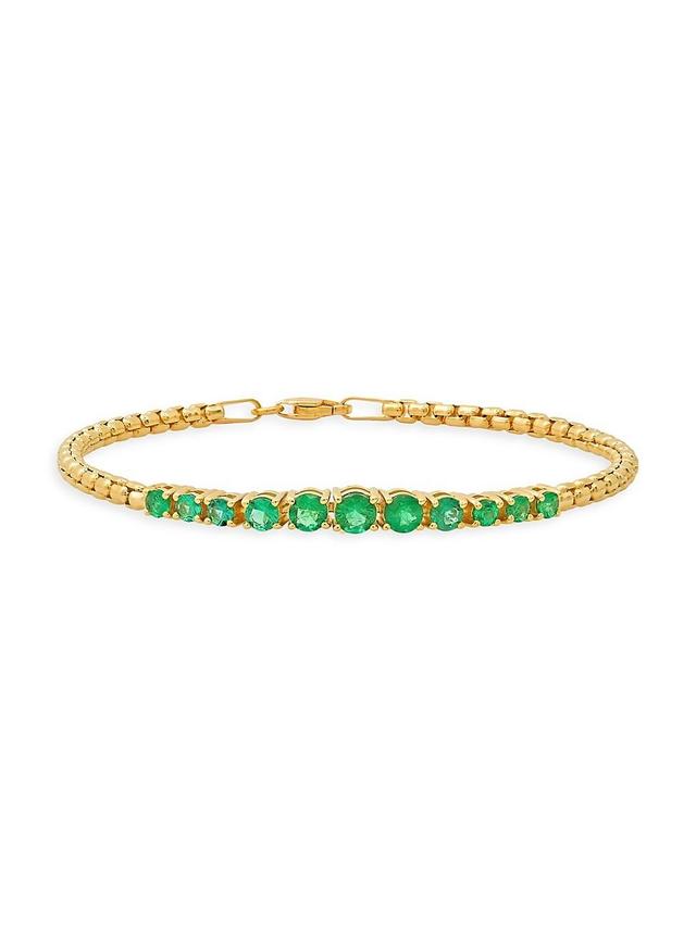 Womens 14K Yellow Gold & Emerald Bracelet Product Image