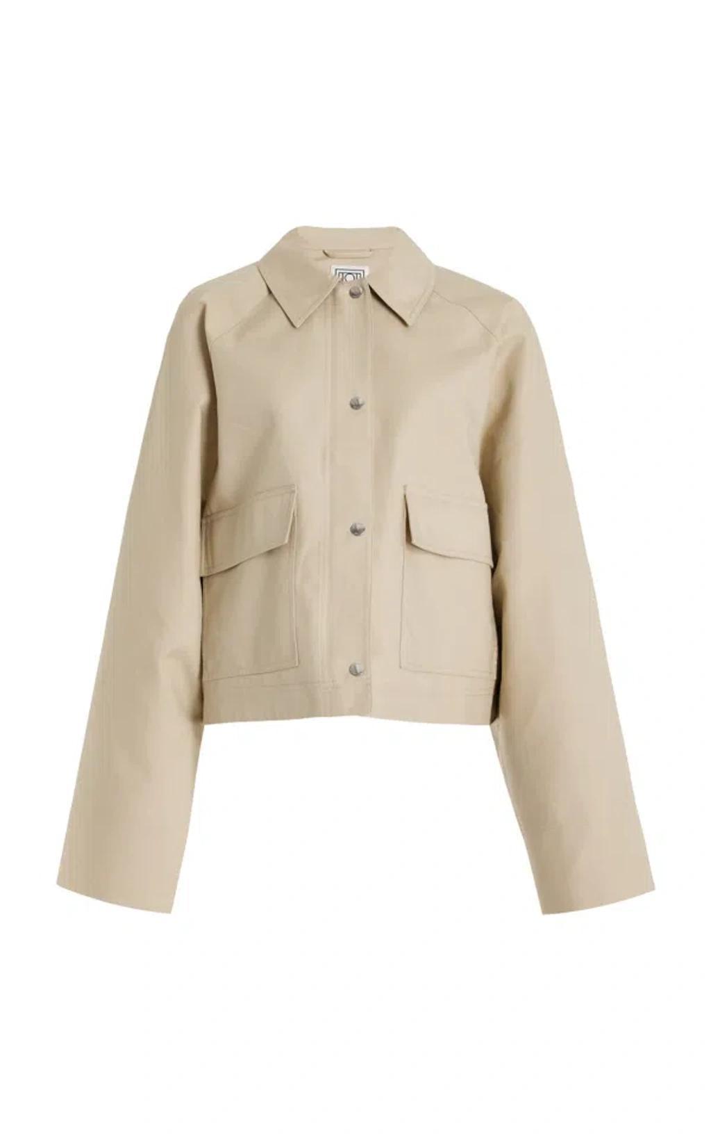 Cropped Organic Cotton Jacket In Sand Product Image