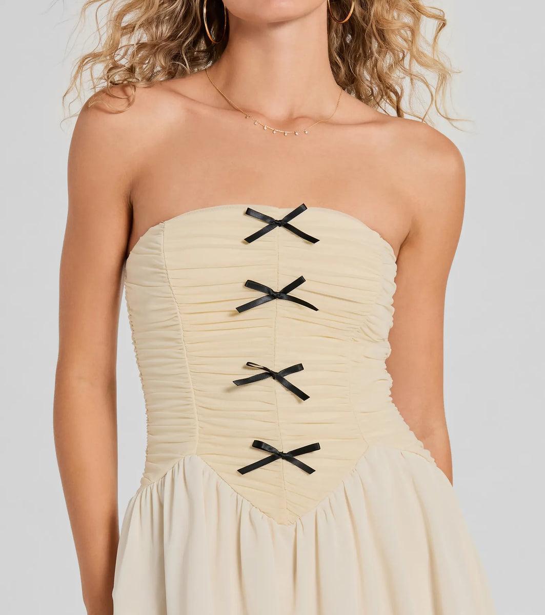 Prettiest Pick Strapless Bow A-Line Mini Dress Product Image