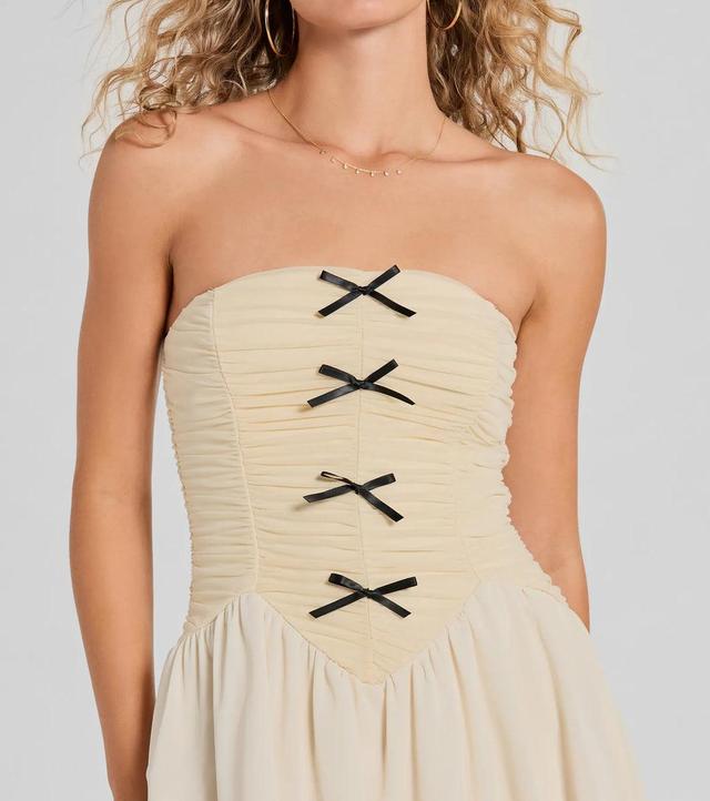 Prettiest Pick Strapless Bow A-Line Mini Dress Product Image