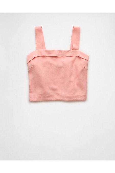 AE Cropped Linen-Blend Tank Top Women's Product Image