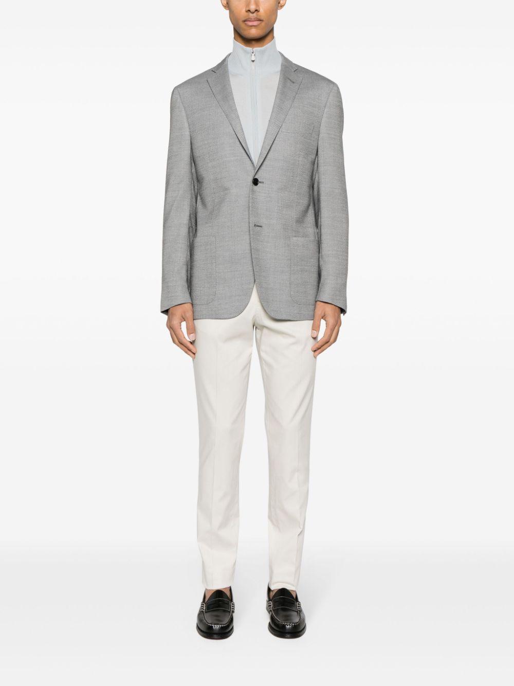 Single-breasted Wool-blend Blazer In Grey Product Image