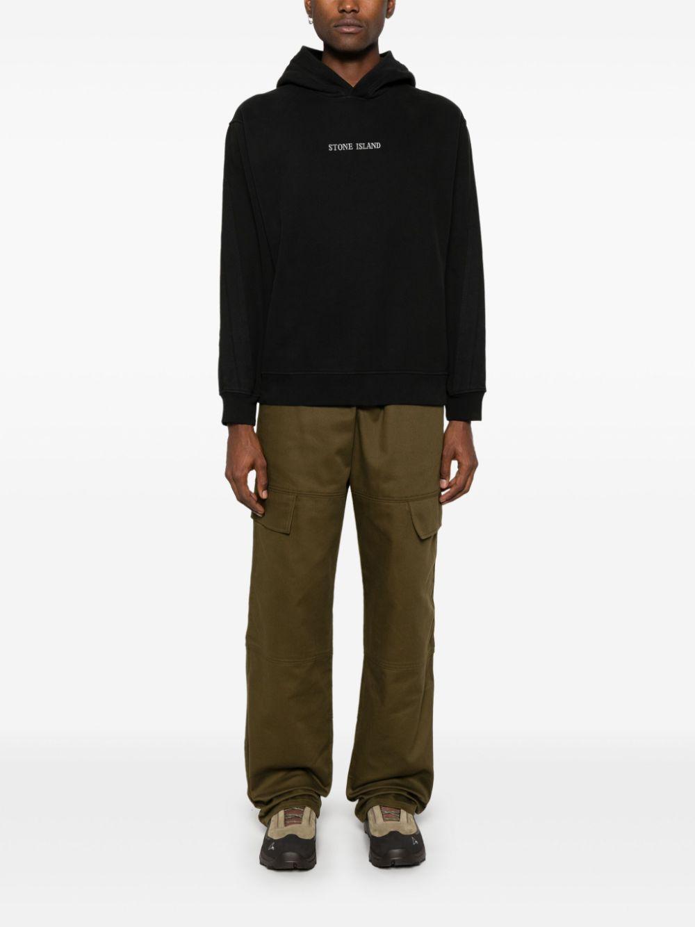 STONE ISLAND Organic-cotton Fleece-jersey Hoodie In Black Product Image