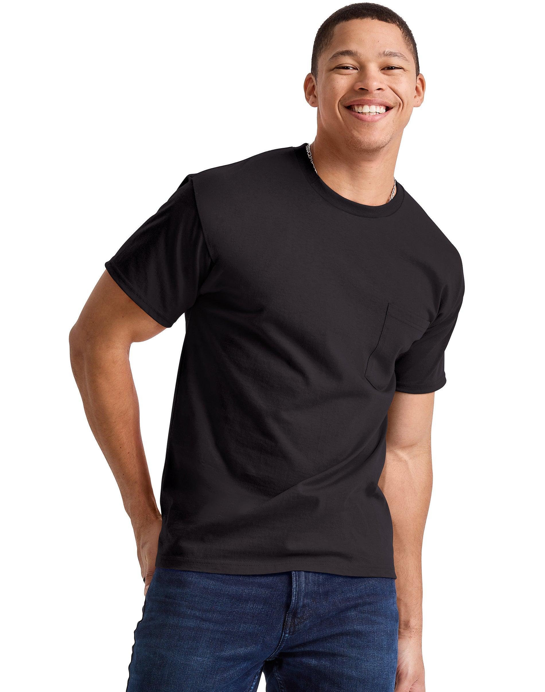 Hanes Essentials Mens Cotton Pocket T-Shirt White S Product Image