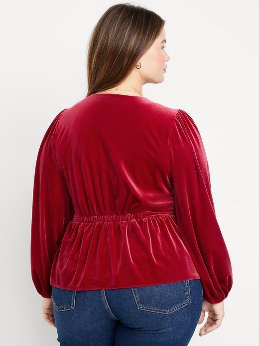 Waist-Defined Satin Peplum Top Product Image