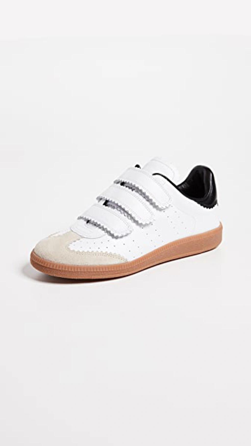 ISABEL MARANT Bryce Suede-trimmed Perforated Leather Sneakers In White Product Image