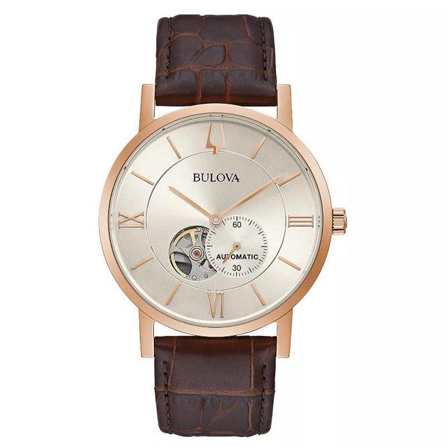 Bulova Mens Brown Leather Strap Automatic Watch - 97A150 Product Image