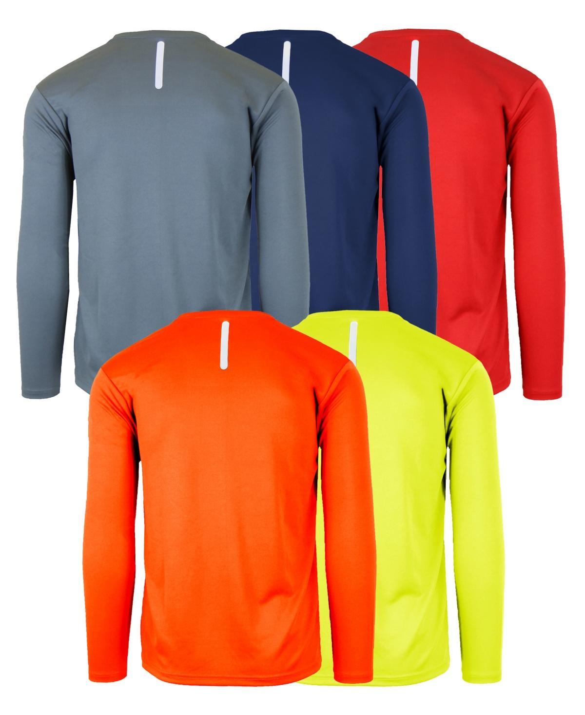 Galaxy By Harvic Mens Long Sleeve Moisture-Wicking Performance Crew Neck Tee -5 Pack Product Image