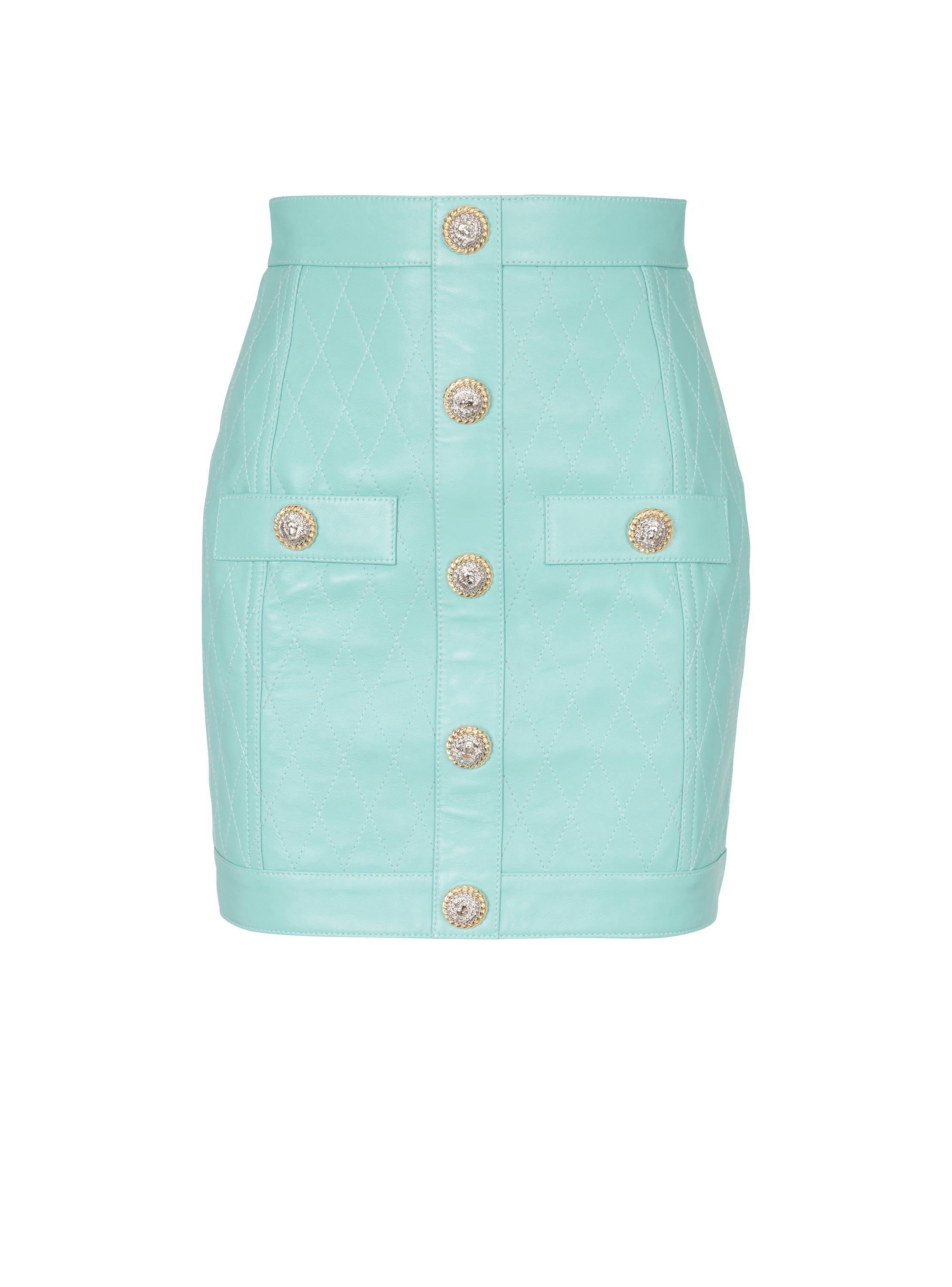 Topstitched leather skirt with buttons product image