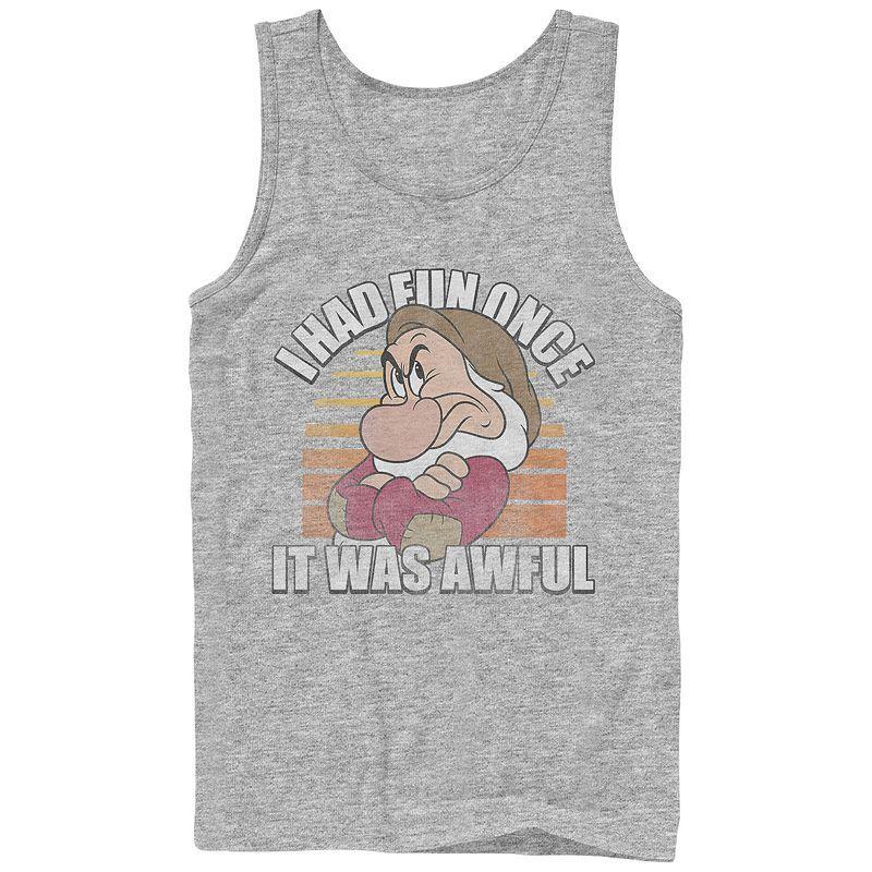 Disneys Snow White Grumpy Had Fun Once Mens Graphic Tank Top Athletic Grey Product Image