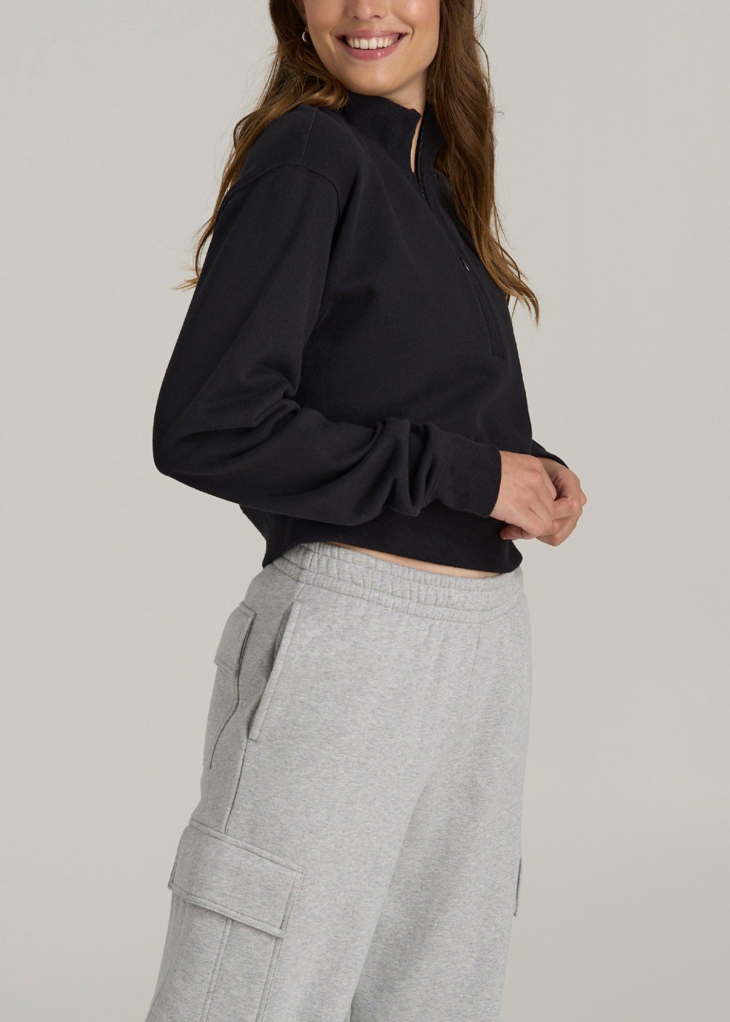 Wearever 2.0 Half-Zip Cropped Sweatshirt for Tall Women in Black Product Image