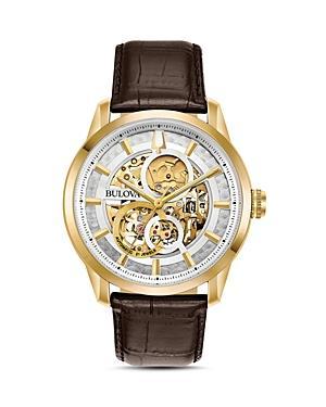 Bulova Mens Sutton Automatic Brown Leather Strap Watch Product Image