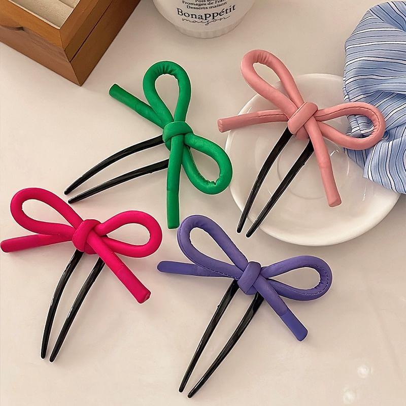 Bow Fabric Plastic Hair Stick Product Image