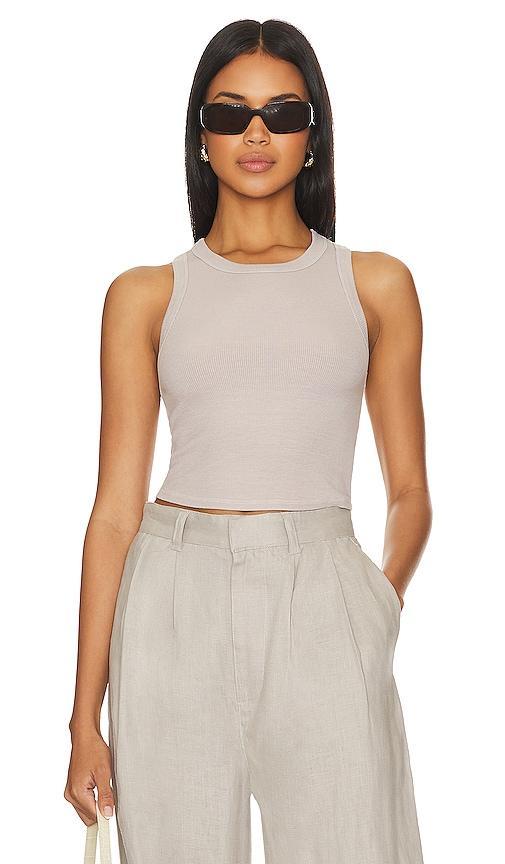 Enza Costa Stretch Silk Knit Cropped Bold Sheath Tank Top White. (also in L, S, XL, XS). Product Image