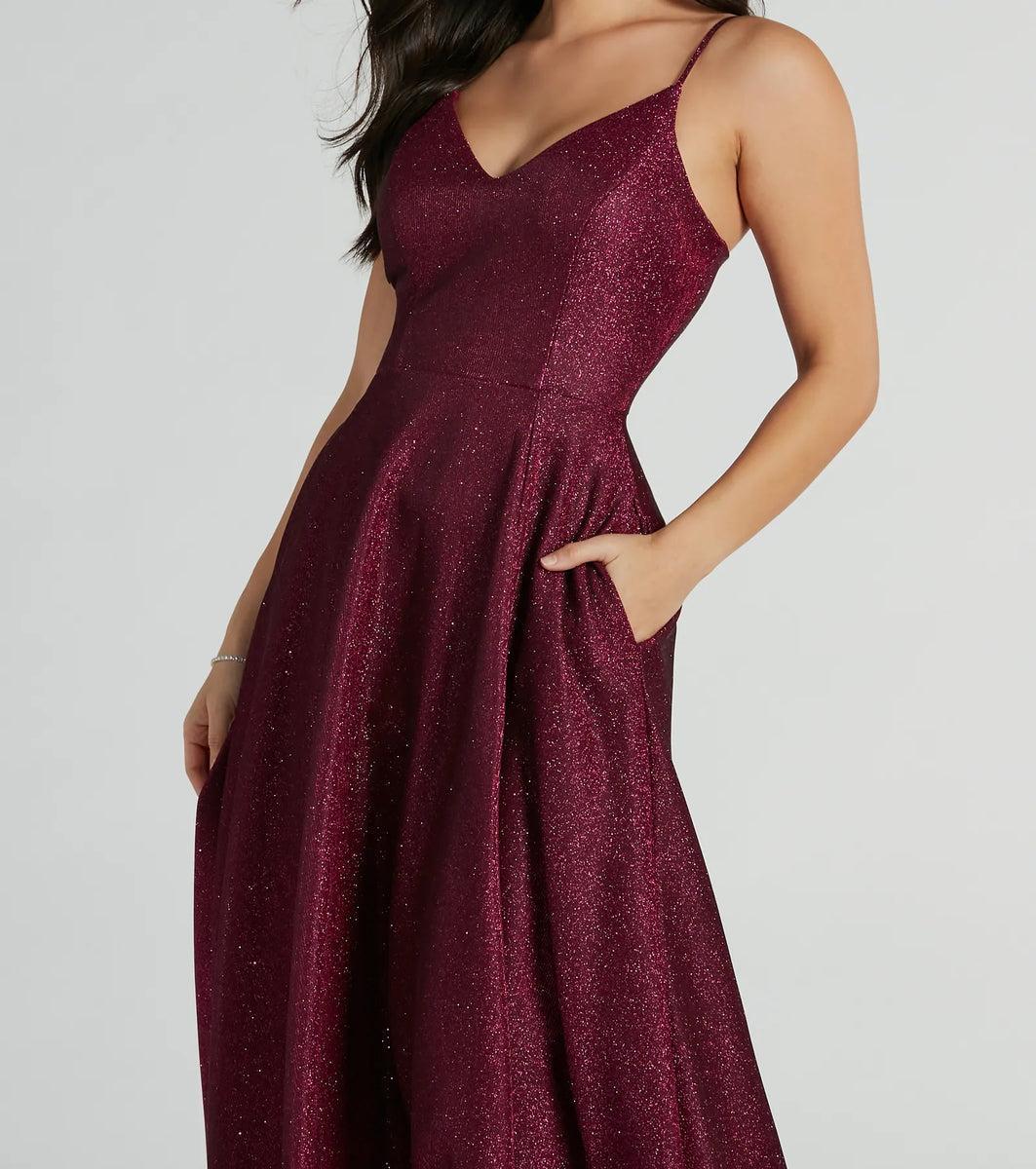 Tanya Formal Glitter A-Line Long Dress Product Image