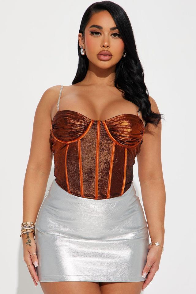 Miss Me Yet Metallic Corset Top - Rust Product Image