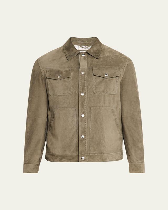 Mens Suede Shirt Style Outerwear Jacket Product Image