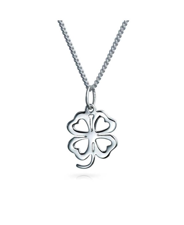 Bling Jewelry Celtic Saint Patrick Heart Flower Shamrock Good Luck Charm Four Leaf Clover Pendant Necklace For Women Sterling Silver Product Image