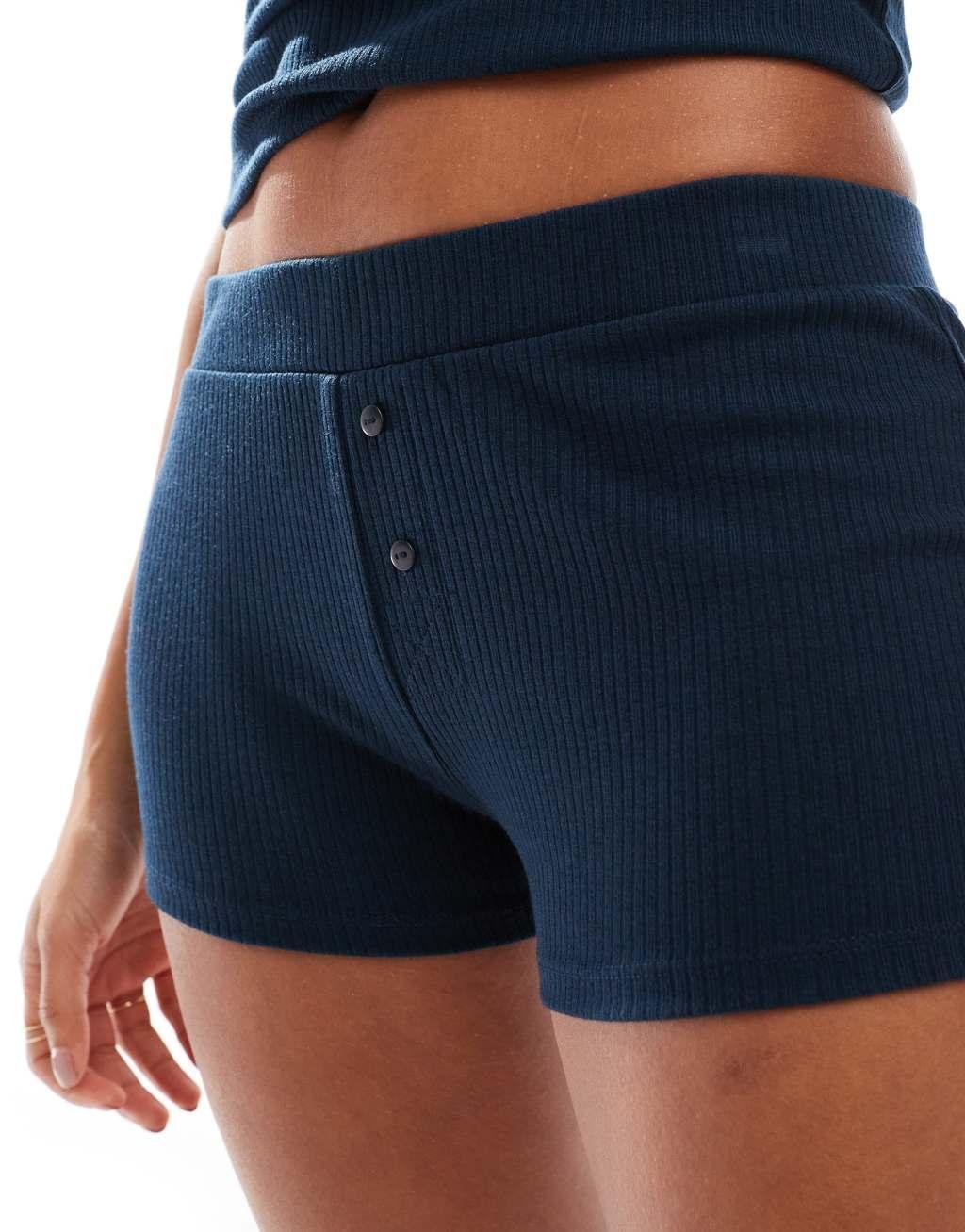 ASOS DESIGN mix & match rib boxer short in navy Product Image