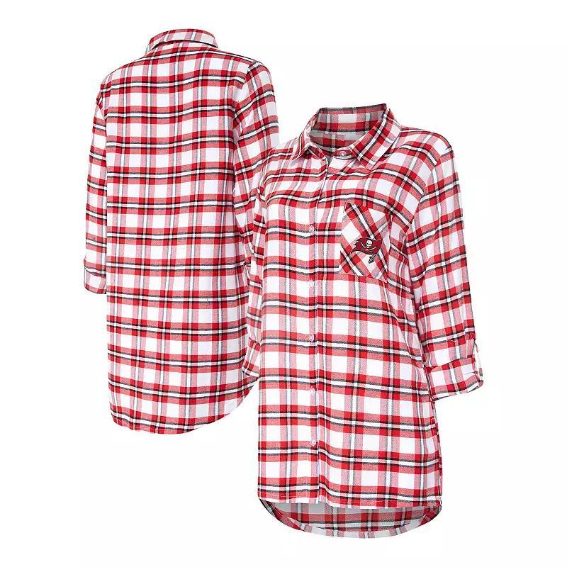 Womens Concepts Sport Tampa Bay Buccaneers Sienna Plaid Full-Button Long Sleeve Nightshirt Product Image