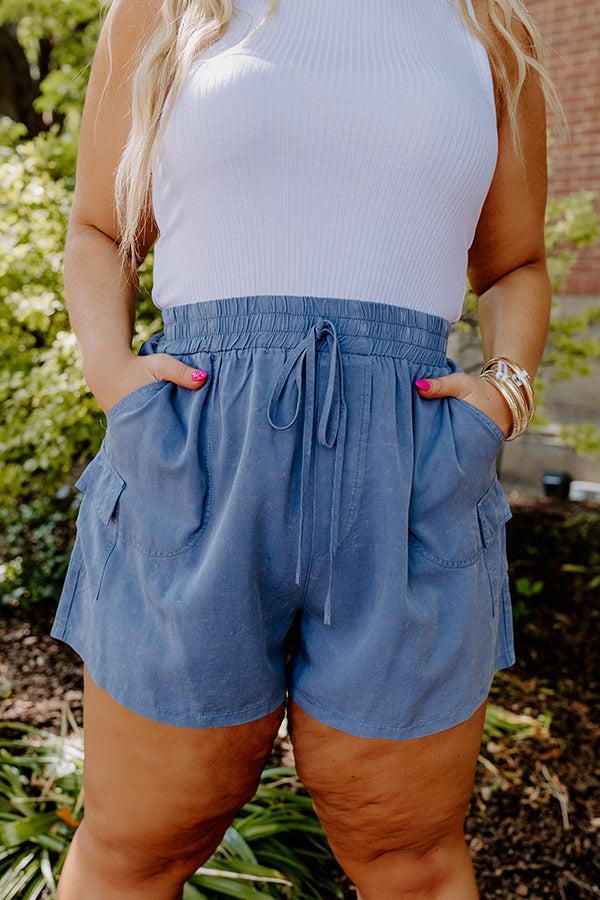 The Aleena High Waist Shorts In Airy Blue Curves Product Image