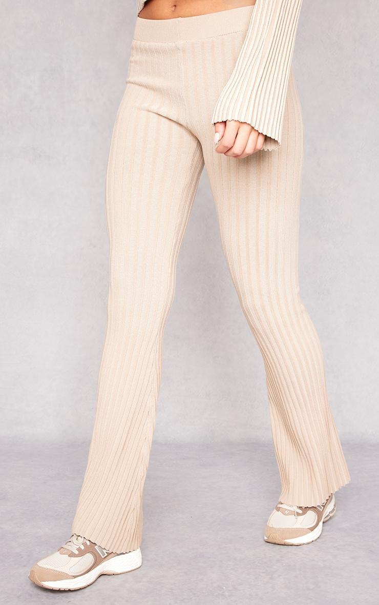 Taupe Two Tone Thick Rib Knit Leggings Product Image