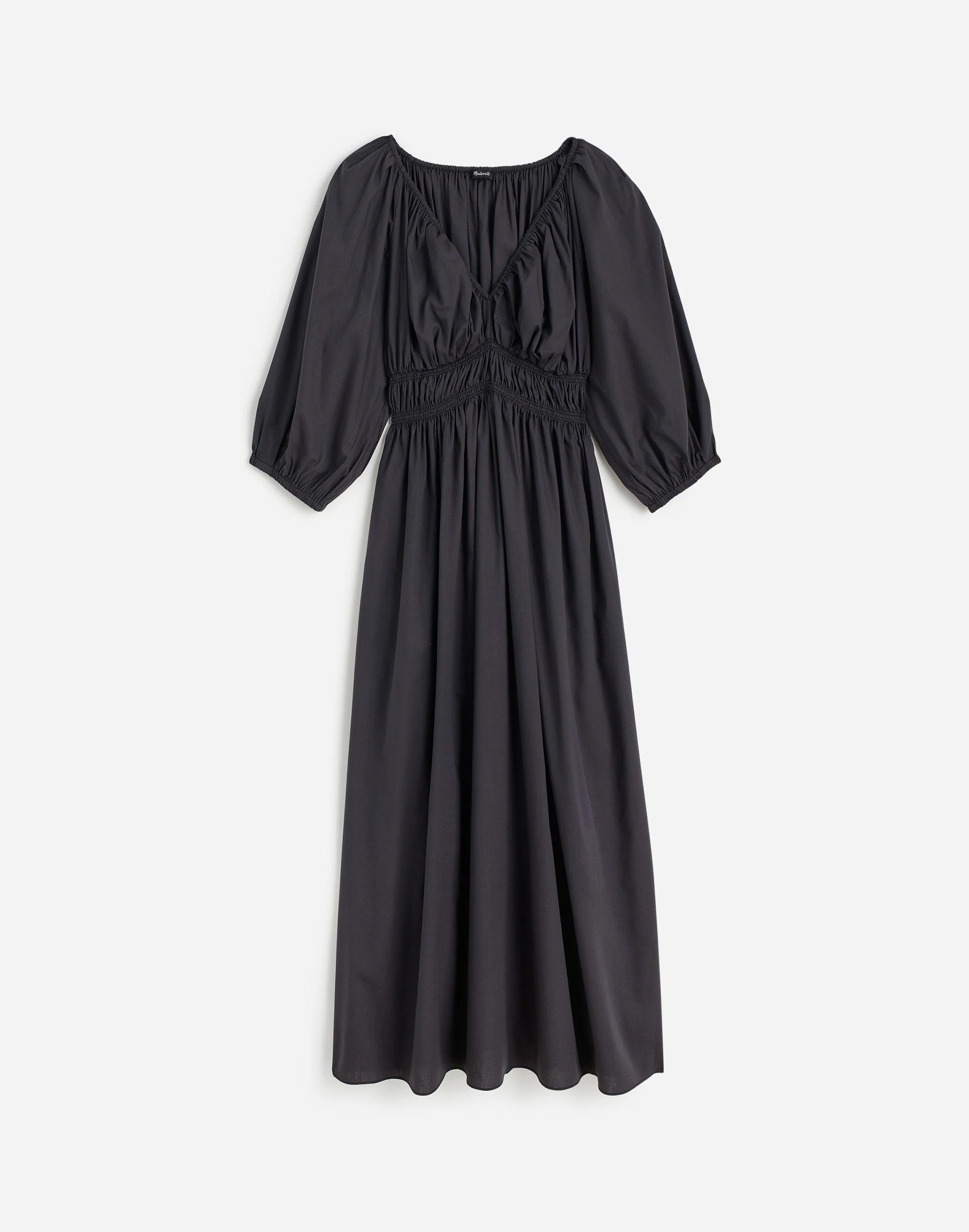 V-Neck Balloon-Sleeve Maxi Dress Product Image