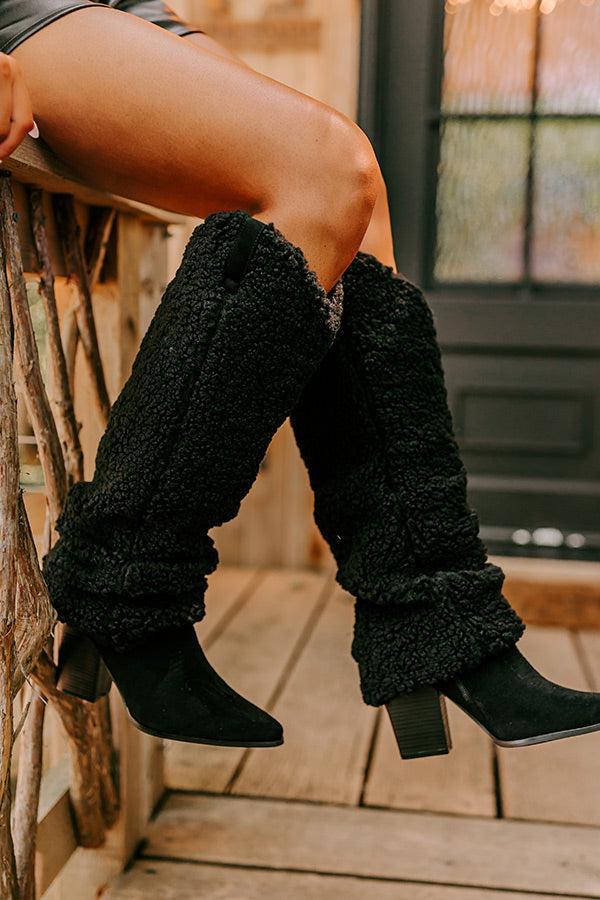 The Raelynn Sherpa Knee High Boot In Black Product Image