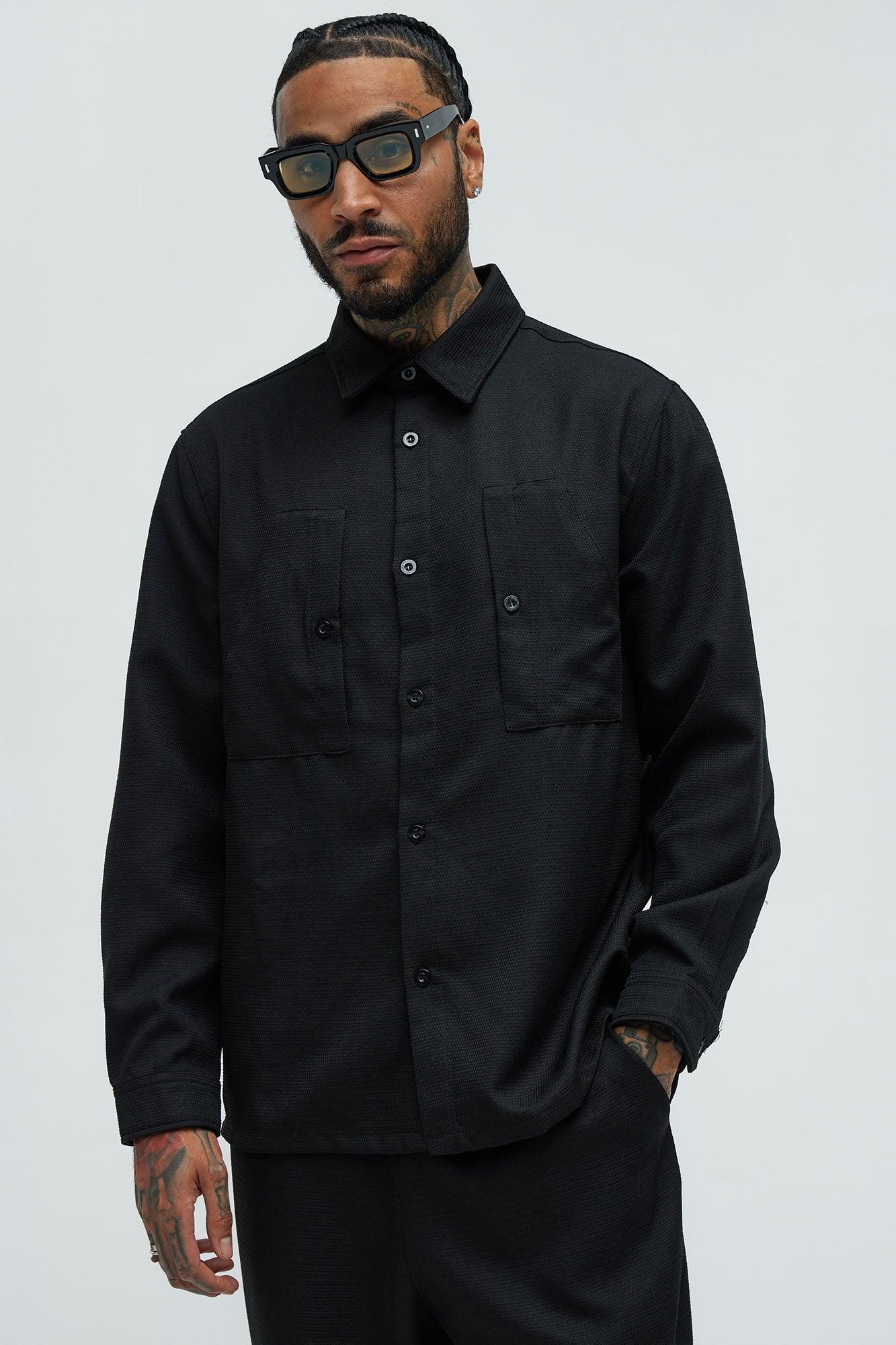 Kerr Textured Overshirt - Black Product Image