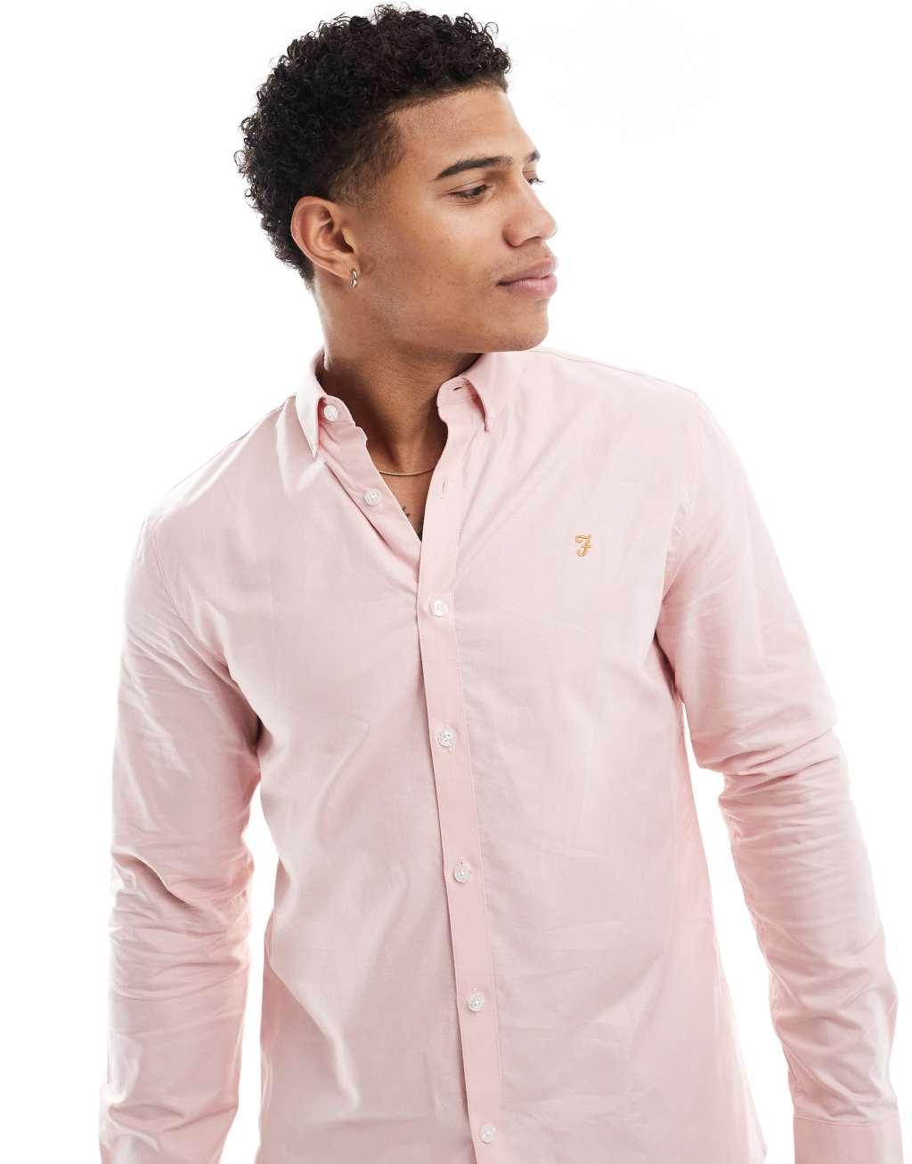 Farah Brewer long sleeve shirt in pink Product Image