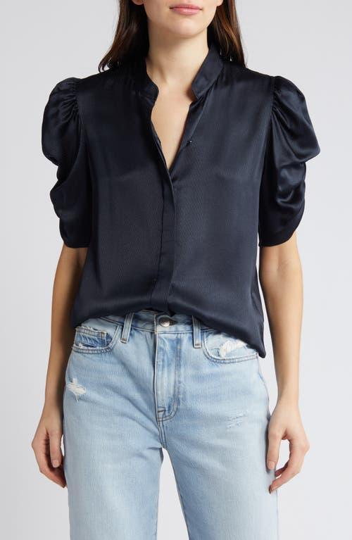 Womens Puff-Sleeve Silk Blouse Product Image