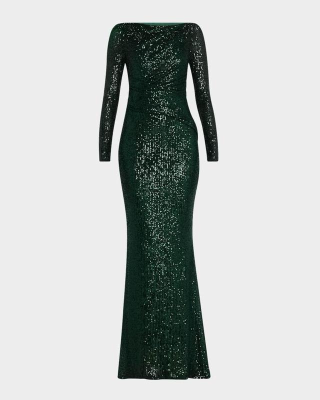 Tolga Matrix Micro Sequin Long-Sleeve Gown Product Image