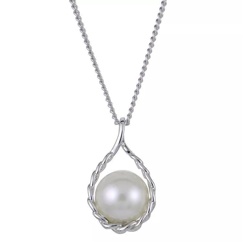 Cultured Freshwater Pearl (8mm) Chain Link 18 Pendant Necklace Sterling Silver Product Image